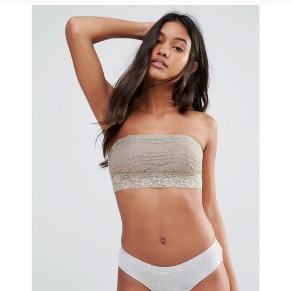 NWT FREE PEOPLE Taupe Lace Bandeau Bra Small